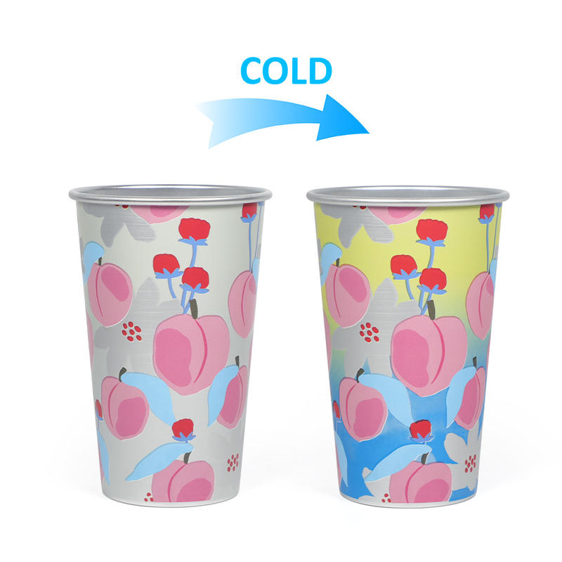 470 ml Opätovne použiteľná hliníková párty šálka, ktorá mení farbu