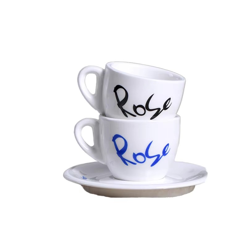 Porcelánová podšálka na espresso s potlačou pre darček do kaviarne