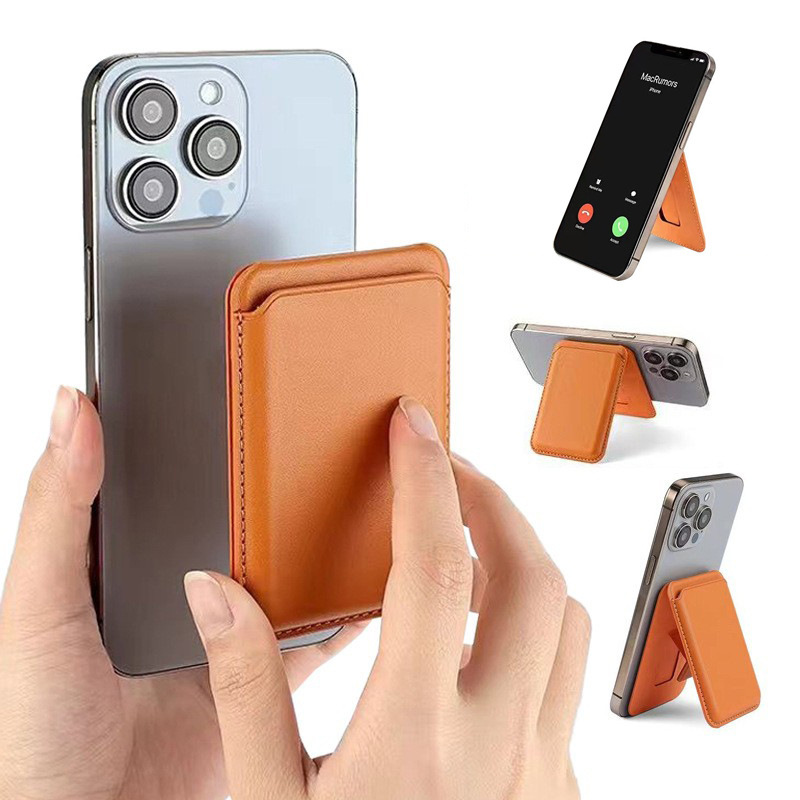 Peňaženka na magnetické karty z PU kože MagSafe so stojanom